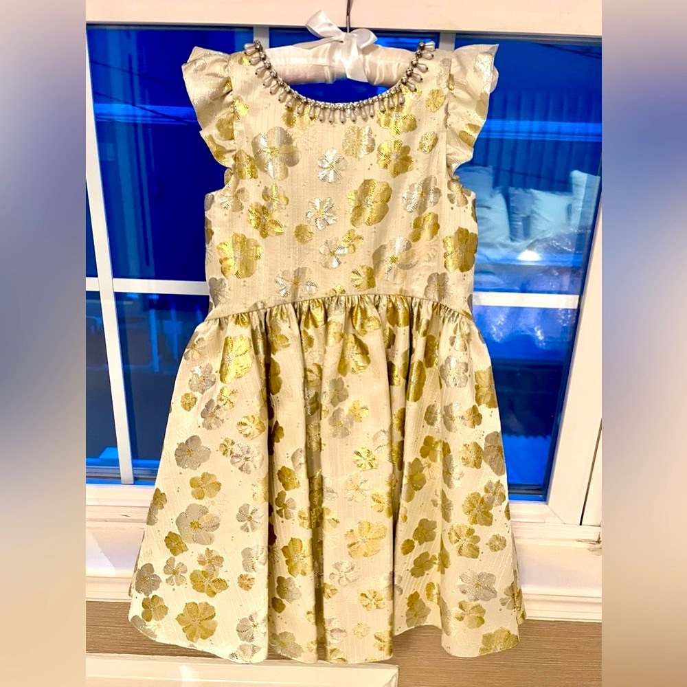 Metallic ivory and gold party gown. New with Tags